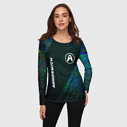 Лонгслив женский Aerosmith glitch blue, цвет: 3D-принт — фото 2