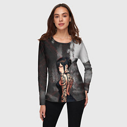 Лонгслив женский Татуированная брюнетка, цвет: 3D-принт — фото 2