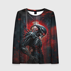 Женский лонгслив Зловещий демонический киборг-скелетор