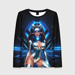 Женский лонгслив Космическая девушка в блестящем костюме с ушками