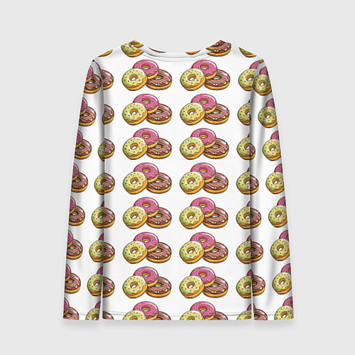 Женский лонгслив Пончики-фастфуд паттерн / 3D-принт – фото 2