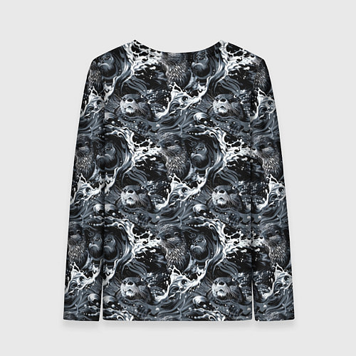 Женский лонгслив Выдры купаются в речке - паттерн / 3D-принт – фото 2