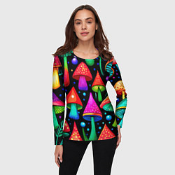 Лонгслив женский Неоновые мухоморы в горошек, цвет: 3D-принт — фото 2