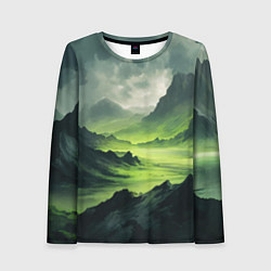 Лонгслив женский Ядовитая горная местность - токсичная кислотная до, цвет: 3D-принт