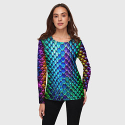 Лонгслив женский Радужная кожа змеи, цвет: 3D-принт — фото 2
