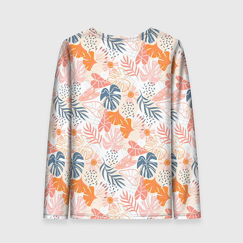 Женский лонгслив Паттерн узор листьев / 3D-принт – фото 2