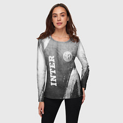 Лонгслив женский Inter - grey gradient вертикально, цвет: 3D-принт — фото 2