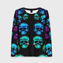 Женский лонгслив Neon skulls - ai art pattern