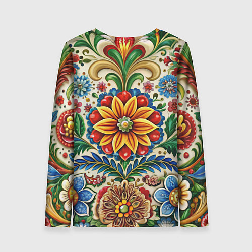 Женский лонгслив Русские классические узоры и орнамент / 3D-принт – фото 2
