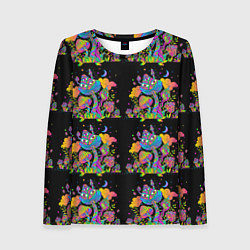 Женский лонгслив Грибной паттерн цветной