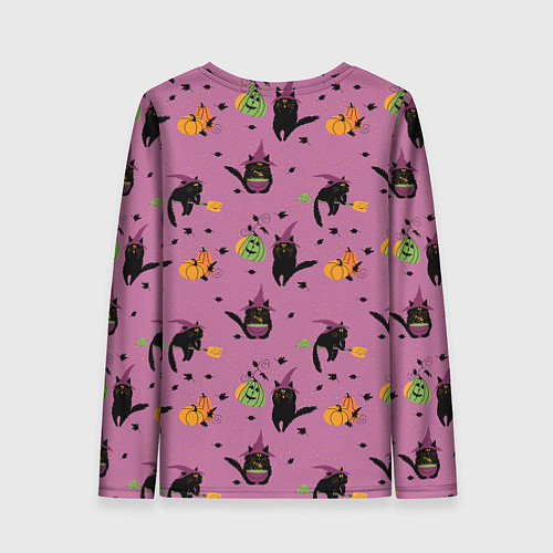Женский лонгслив Хэллоуин и кот ведьмы / 3D-принт – фото 2
