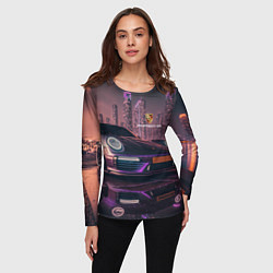 Лонгслив женский Porshe neon city, цвет: 3D-принт — фото 2