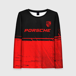 Женский лонгслив Porsche - red gradient посередине