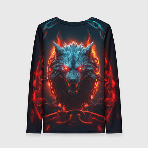 Женский лонгслив Агрессивный волк в цепях / 3D-принт – фото 2