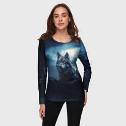 Лонгслив женский Волк ночью, цвет: 3D-принт — фото 2