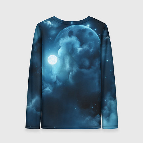 Женский лонгслив Волк ночное синее небо / 3D-принт – фото 2