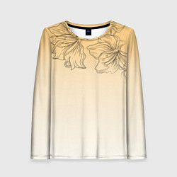 Женский лонгслив Градиент желтый с цветами
