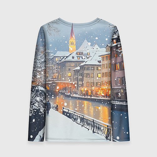 Женский лонгслив Заснеженный Санкт-Петербург пейзаж / 3D-принт – фото 2