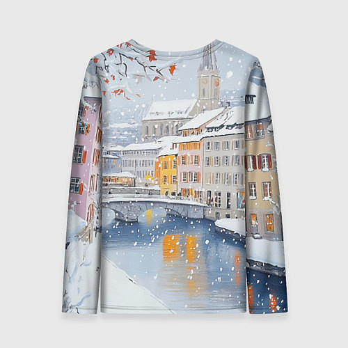 Женский лонгслив Заснеженный Санкт-Петербург / 3D-принт – фото 2