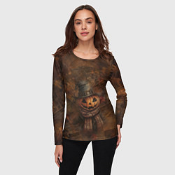 Лонгслив женский Весёлый тыквенный Джек, цвет: 3D-принт — фото 2