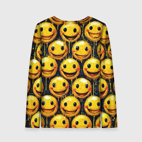 Женский лонгслив Смайлы краской с потеками / 3D-принт – фото 2