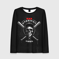 Лонгслив женский Straight edge череп с битами, цвет: 3D-принт