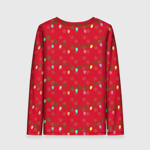 Женский лонгслив Гирлянды на красном / 3D-принт – фото 2