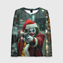 Женский лонгслив Новогодний Джокер с пистолетом