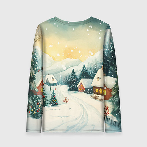 Женский лонгслив Праздничная деревушка / 3D-принт – фото 2