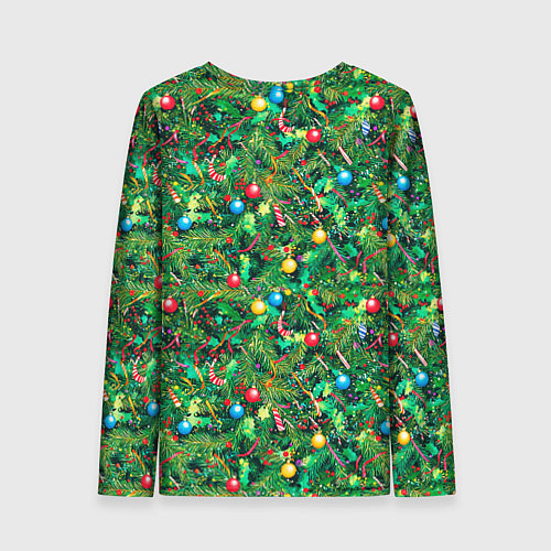 Женский лонгслив Разноцветные шары на ёлке / 3D-принт – фото 2
