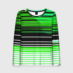 Лонгслив женский Разноцветные вертикальные линии, цвет: 3D-принт