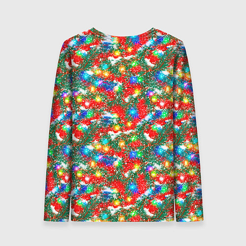 Женский лонгслив Яркие гирлянды на еловых ветках / 3D-принт – фото 2
