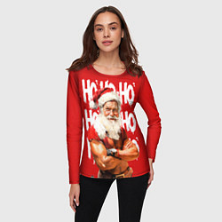 Лонгслив женский Санта Клаус старый хипстер, цвет: 3D-принт — фото 2