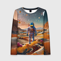 Лонгслив женский Космонавт на красочной планете, цвет: 3D-принт