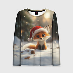 Женский лонгслив Маленькая новогодняя лисичка
