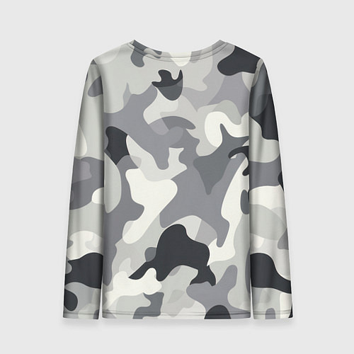Женский лонгслив Бело-серый камуфляж / 3D-принт – фото 2