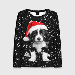 Женский лонгслив Новогодний милый щенок