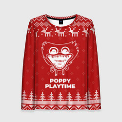 Женский лонгслив Новогодний Poppy Playtime с оленями