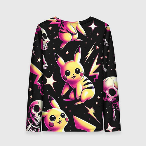 Женский лонгслив Pikachu and skeletons - pattern / 3D-принт – фото 2