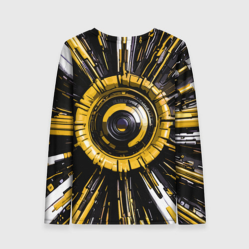 Женский лонгслив Чёрно-жёлтая сфера киберпанк / 3D-принт – фото 2