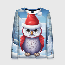 Лонгслив женский Зимний совенок в шапочке, цвет: 3D-принт