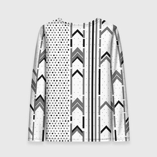 Женский лонгслив Закулисье чёрно-белое / 3D-принт – фото 2