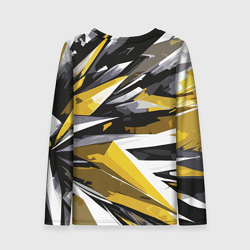 Женский лонгслив Чёрно-жёлто-белая абстракция / 3D-принт – фото 2