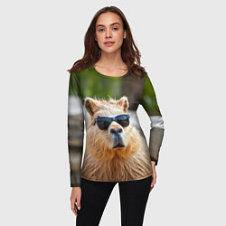 Лонгслив женский Модная капибара в темных очках, цвет: 3D-принт — фото 2