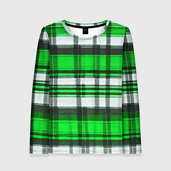 Женский лонгслив Зелёно-белая ткань в клетку