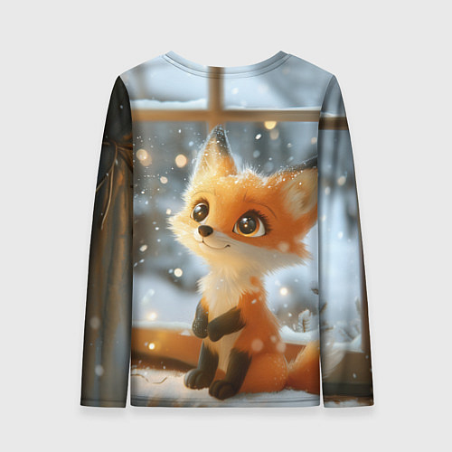 Женский лонгслив Лисица у новогоднего окна / 3D-принт – фото 2