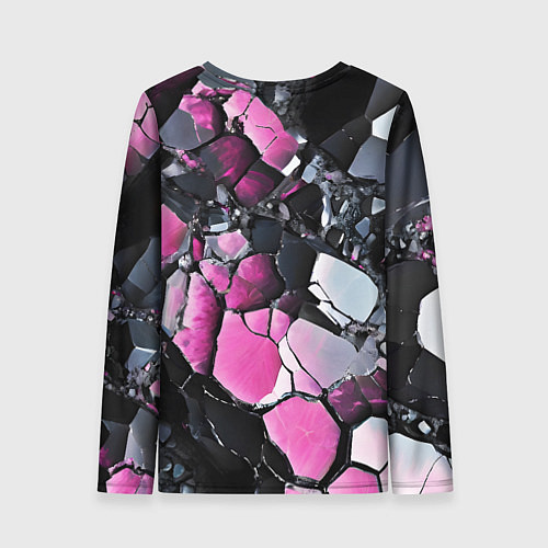 Женский лонгслив Чёрно-розовый камень / 3D-принт – фото 2