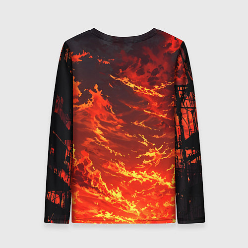 Женский лонгслив Багровый огненный закат / 3D-принт – фото 2