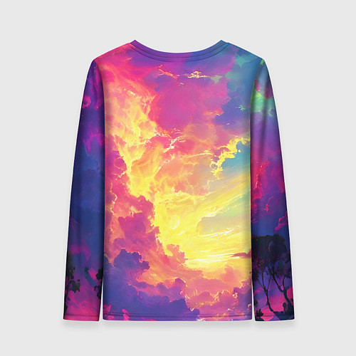 Женский лонгслив Розовые облака на синем небе / 3D-принт – фото 2