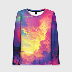 Женский лонгслив Розовые облака на синем небе